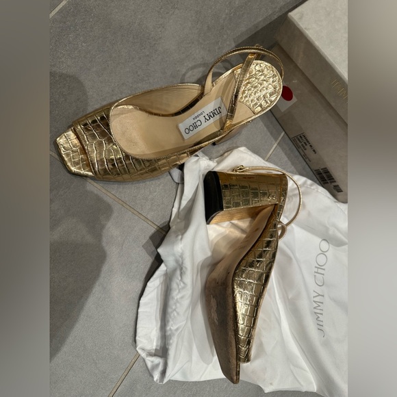 Jimmy Choo Jassidy 85 Metallic croc-embossed leather sandal - Picture 2 of 5